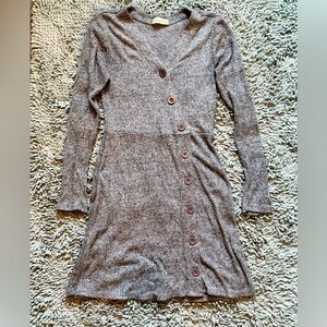 Altard State Gray Button-Up Rib Knit Dress Small